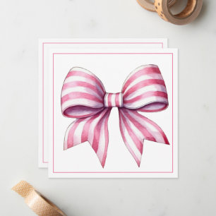 Coastal Pink and White Watercolor Bow Personalised Card
