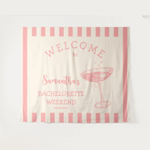 Coastal Pink Bachelorette Party Backdrop Cocktail Tapestry