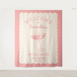 Coastal Pink Bachelorette Party Backdrop Cocktail Tapestry