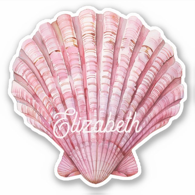 Coastal Pink Seashell on White Personalised (Front)