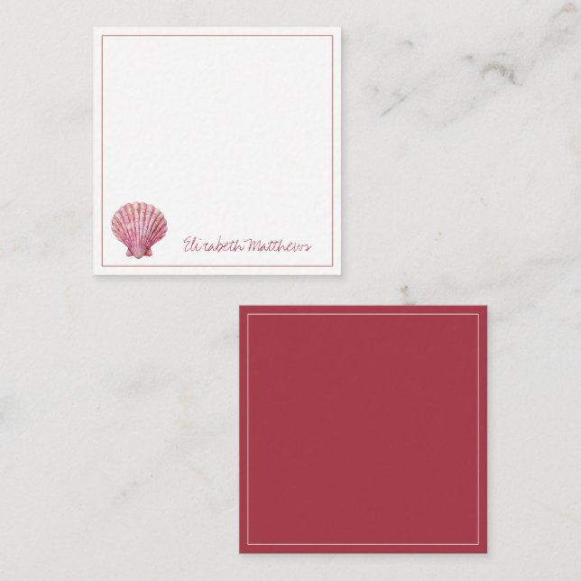 Coastal Pink Seashell on White Personalised Card (Front/Back)