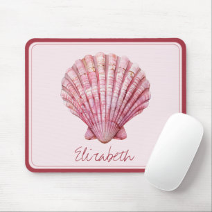 Coastal Pink Seashell Personalised Mouse Mat