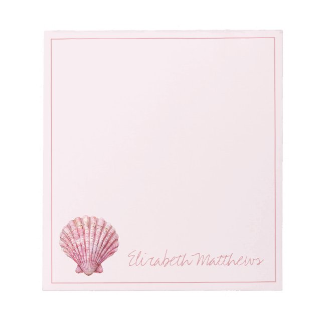 Coastal Pink Seashell Personalised Notepad (Front)
