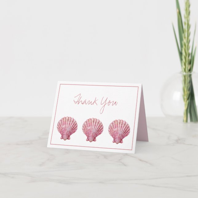Coastal Pink Seashell Personalised Thank You Card (Front)