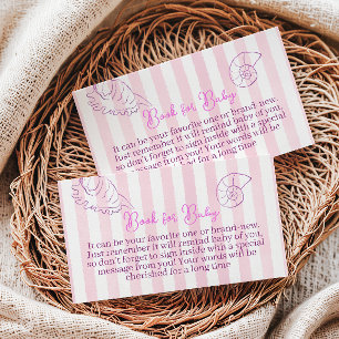 Coastal Pink Stripes Sea Soon You Book Baby Shower Enclosure Card