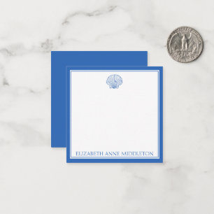Coastal Preppy Blue and White Shell Personalised Card