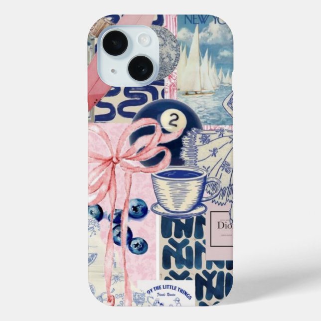 Coastal Preppy Collage, Summer Collage Phone case (Back)