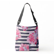 Coastal Preppy Pink Peony Striped