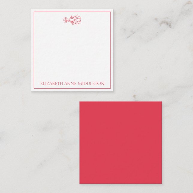 Coastal Preppy Red and White Lobster Personalised Card (Front/Back)