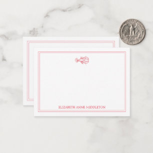 Coastal Preppy Red and White Lobster Personalised Card