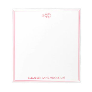 Coastal Preppy Red and White Lobster Personalised Notepad