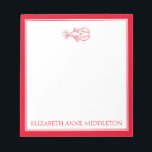 Coastal Preppy Red and White Lobster Personalised Notepad<br><div class="desc">This coastal inspired notepad features a classic coastal lobster in red and white and can be personalised with your choice of name or special text in matching red.</div>