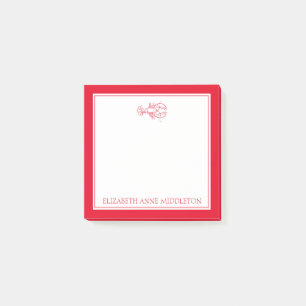 Coastal Preppy Red and White Lobster Personalised Post-it Notes