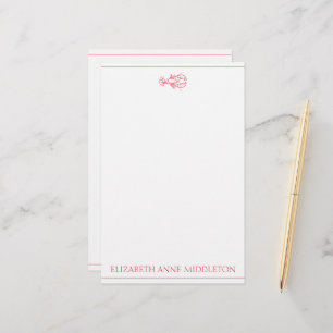 Coastal Preppy Red and White Lobster Personalised Stationery