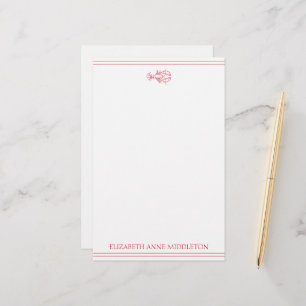 Coastal Preppy Red and White Lobster Personalised Stationery