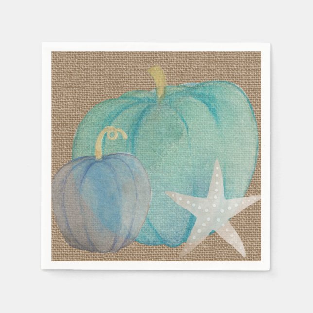 Coastal Pumpkin Paper Cocktail Napkin (Front)