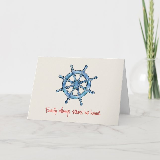 Coastal Quote | Family Always Steers me Home Card (Front)