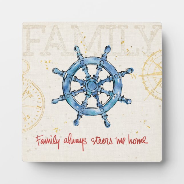 Coastal Quote | Family Always Steers me Home Plaque (Front)