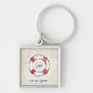 Coastal Quote   Love is the best lifesaver Key Ring