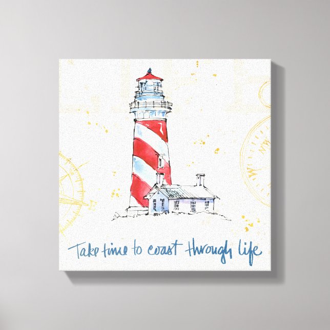 Coastal Quote | Take Time To Coast Through Life Canvas Print (Front)