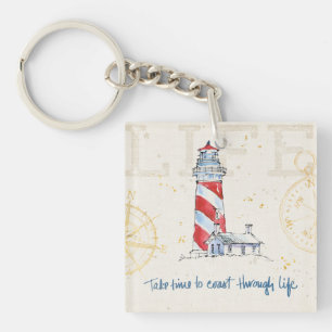 Coastal Quote   Take Time To Coast Through Life Key Ring