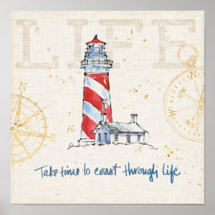 Coastal Quote   Take Time To Coast Through Life Poster