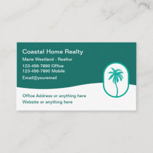 Coastal Real Estate Agent Palm Tree Theme Business Card