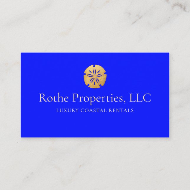  Coastal Real Estate Gold Sand Dollar Cobalt Blue Business Card (Front)