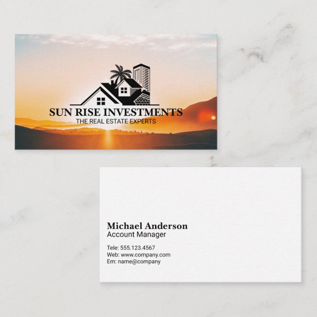 Coastal Real Estate Logo | Sun Rise  Business Card (Front/Back)