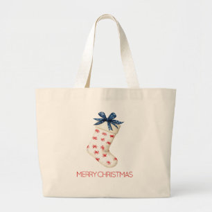 Coastal Red Crab Christmas Stocking Large Tote Bag