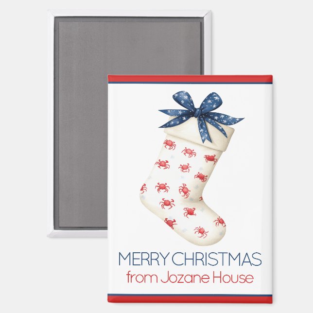 Coastal Red Crab Christmas Stocking Magnet (Front/Back)