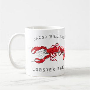 Coastal Red Lobster Monogrammed Name Coffee Mug