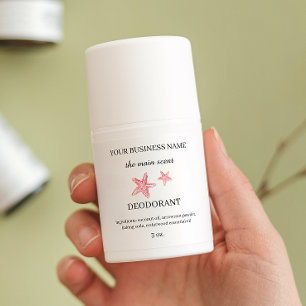 Coastal red starfish deodorant sticker label