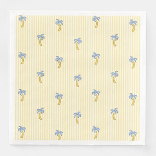 Coastal Resort Palm Tree Stripes Amalfi Limoncello Napkin