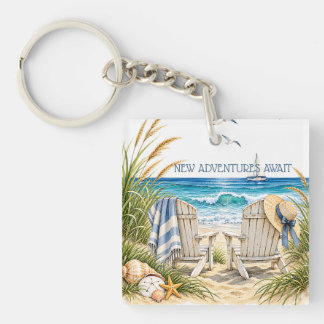 Coastal Retirement New Adventures Keepsake Gift Key Ring