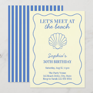 Coastal Retro Summer 30th Birthday Party Invitation