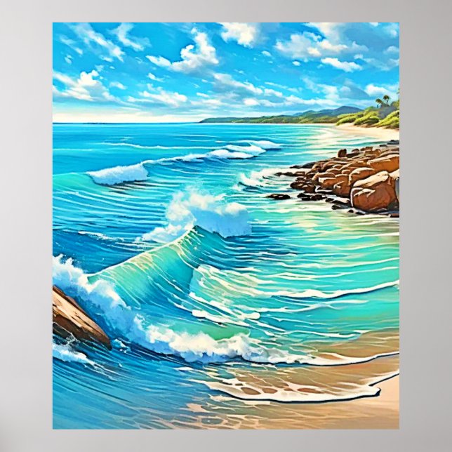 Coastal Rock Scene Design Poster (Front)