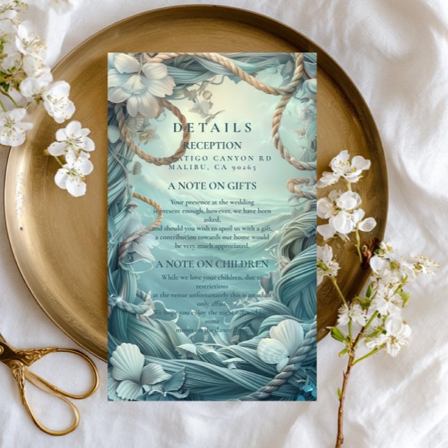 Coastal Rope Botanical Ocean Wedding Enclosure Card (Creator Uploaded)