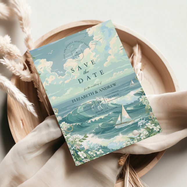 Coastal Sailboat Ocean Wedding Save The Date (Creator Uploaded)