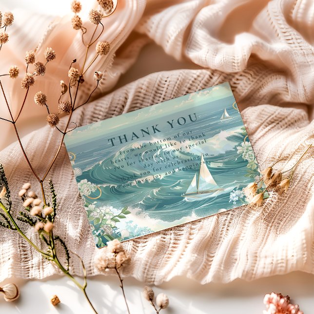 Coastal Sailboat Ocean Wedding Thank You Card (Creator Uploaded)