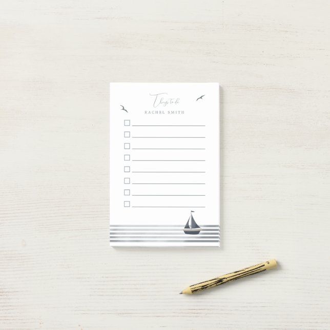 Coastal sailboat to do list post-it notes (On Desk)