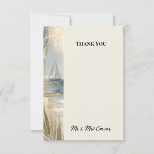 Coastal Sailboat Wedding Thank You Card