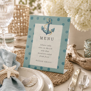 Coastal Sailor First Birthday Menu Sign