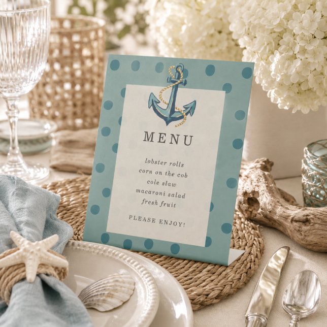 Coastal Sailor First Birthday Menu Sign (Coastal Sailor First Birthday Menu Sign)
