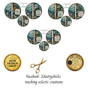 Coastal Saltwater 12 & 8" Rounds Beach Seashells  Wrapping Paper Sheet