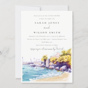 Coastal Sand Beach Rocky Seascape Couples Shower  Invitation
