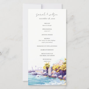 Coastal Sand Beach Rocky Seascape Wedding Program Thank You Card