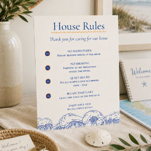 Coastal Sand Dollar Beach House Rules Sign
