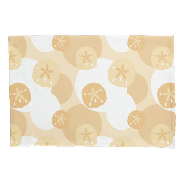 Coastal Sand Dollar Beige White Abstract Pattern Pillowcase (Front)