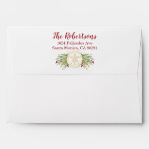 Coastal Sand Dollar Elegant Christmas Envelope